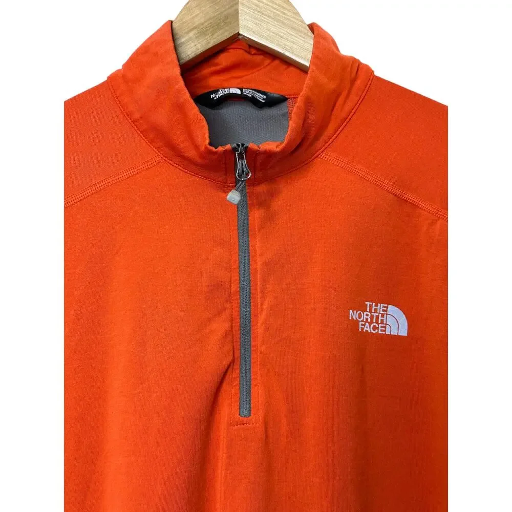 The North Face Orange & Gray Long Sleeve 1/4 Zip Pullover Shirt Men's Medium